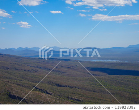 Blue mountains at Reeds Lookout, Grampians, Victoria, Australia 119928392