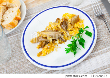 mushroom with eggs mushroom with eggs 119928514