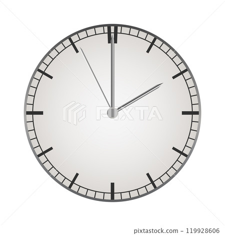 Mechanical watch in classic design. Realistic wall watch, luxury fashion object on white background. Elegant business chronograph 119928606