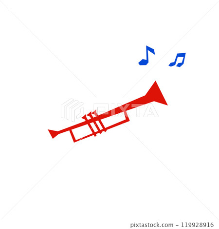 Musical trumpet and Notes shape in cutout style Musical trumpet and Notes shape in cutout style 119928916