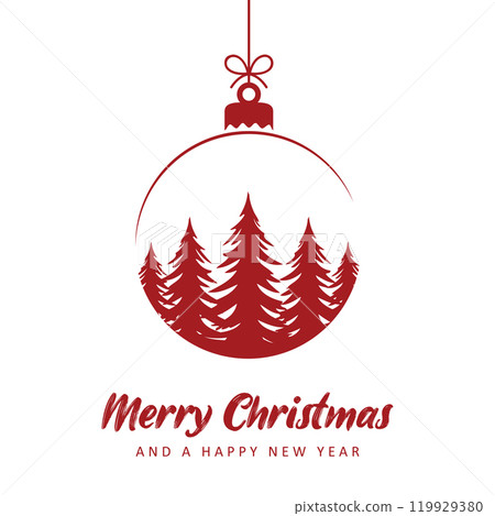 christmas ball with fir tree pattern vector illustration christmas ball with fir tree pattern vector illustration 119929380