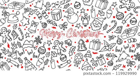 hand drawn doodle elements, Christmas set icon. vector illustration 119929990