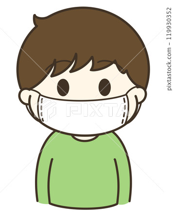 Cute illustration of a boy wearing a mask 119930352