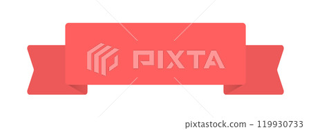 Simple horizontal red ribbon illustration with space for text - cute frame, heading, and other decorations Simple horizontal red ribbon illustration with space for text - cute frame, heading, and other decorations 119930733