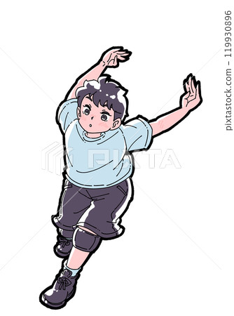 一個男孩在尖刺上奔跑的插圖 119930896