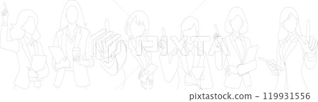 一位女商人向上指著的插圖集 一位女商人向上指著的插圖集 119931556