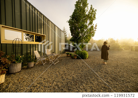 Morning Serenity at a Modern Cabin 119931572