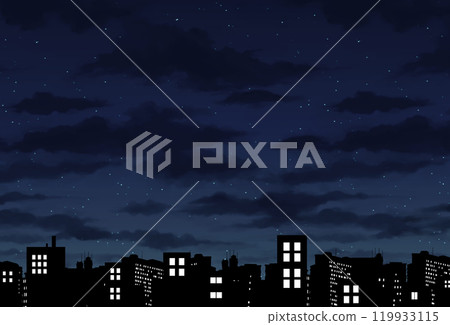夜晚的城市景觀 夜空與建築物 夜晚的城市景觀 夜空與建築物 119933115