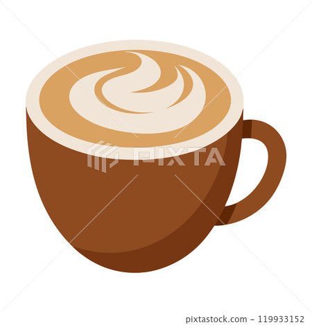 Cappuccino Coffee cup, mug evaporation vapour flat style isolated 119933152