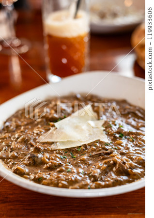 Mushroom Risotto with parmesan cheese 119933606
