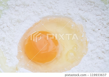 Image of pancake mix and raw eggs (stock photo) Image of pancake mix and raw eggs (stock photo) 119933637