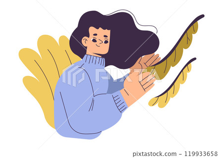 Woman Character Studying Plant Exploring Nature Vector Illustration Woman Character Studying Plant Exploring Nature Vector Illustration 119933658