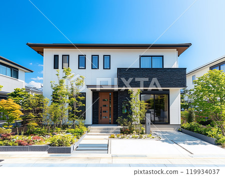 Image of a modern house and plants 119934037