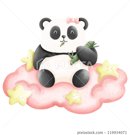 panda bear with a bowl of elephant 119934071