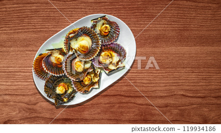 Grilled Zamburinas Black Scallops Grilled Zamburinas Black Scallops 119934186