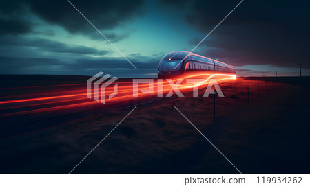 High-speed futuristic train at night 119934262
