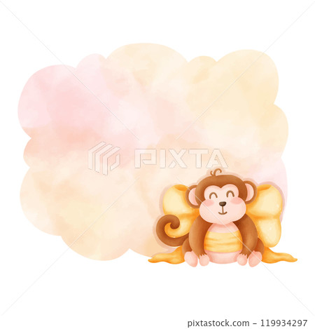 little girl with a teddy bear holding a cloud 119934297
