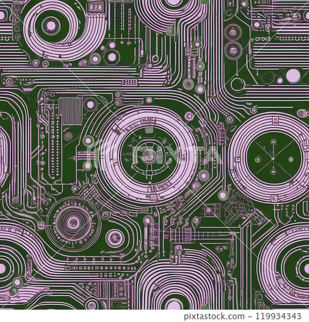 Repeated seamless base illustration material in pink and green 119934343