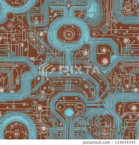 Repeated seamless base illustration material light blue red brown 119934345