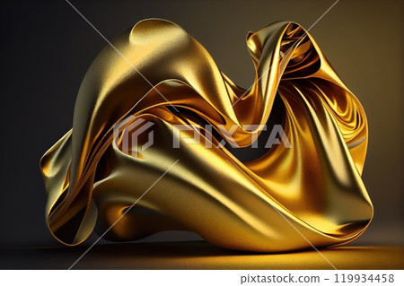 Abstract background. Gold flying silk. Fabric in the wind. Cloth Wallpaper. Abstract background. Gold flying silk. Fabric in the wind. Cloth Wallpaper. 119934458