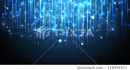 Big Data futuristic, technology light design. Vector datum digital background. Illustration innovation of data system. Hand drawn illustration. 119934833