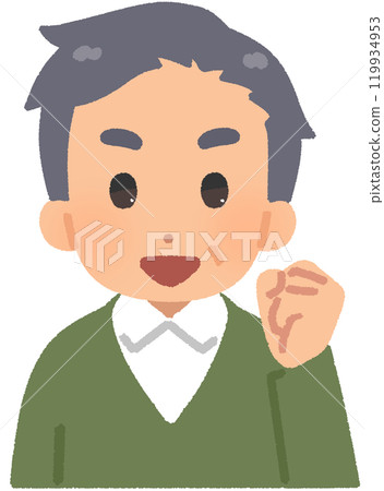 An elderly man doing a guts pose An elderly man doing a guts pose 119934953
