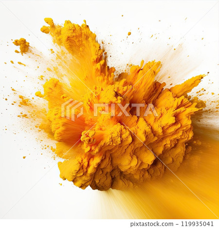 Powder explosion isolated on white background. Colored dust erupts 119935041