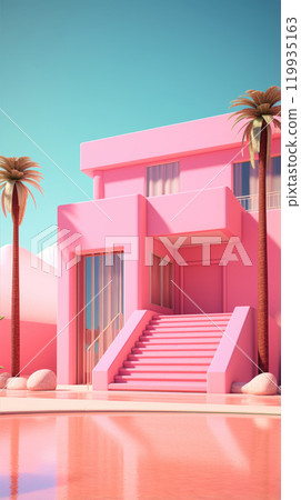 A modern house concept with a swimming pool  119935163