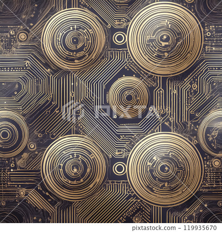 Repeated seamless illustration material of foundation, gold 119935670