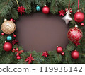 Christmas tree and red Christmas ornaments 119936142