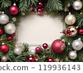 Christmas tree and red ball ornaments 119936143