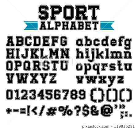 Sport college alphabet fonts silhouette 119936281