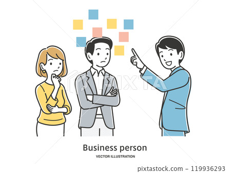 提出各種想法並思考計劃的商人。 119936293