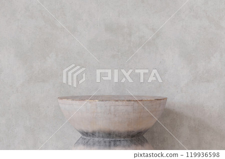 Textured concrete podium with weathered, rustic finish against raw concrete background. Minimalist, industrial look features natural wear, making it ideal for product display, branding. 3D render. Textured concrete podium with weathered, rustic finish against raw concrete background. Minimalist, industrial look features natural wear, making it ideal for product display, branding. 3D render. 119936598