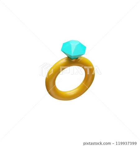 Wedding or engagement ring. 3d icon. Wedding or engagement ring. 3d icon. 119937399