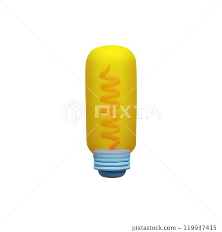 A 3D yellow light bulb icon with an energy-saving design that inspires ideas and imagination. 119937415