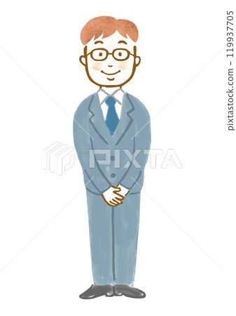 Hand-drawn illustration of a serious man in a suit 119937705