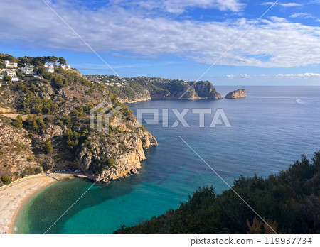 Beautiful view of the Mediterranean Sea from the top of the mountain Beautiful view of the Mediterranean Sea from the top of the mountain 119937734