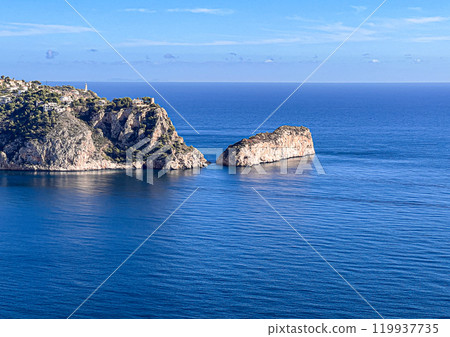 Beautiful view of the Mediterranean Sea from the top of the mountain Beautiful view of the Mediterranean Sea from the top of the mountain 119937735