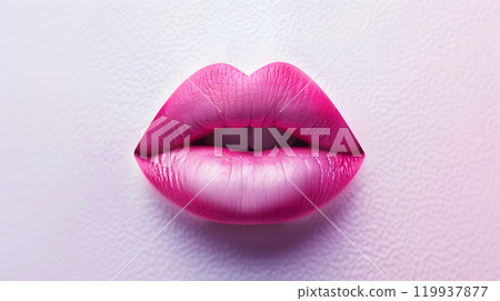 Close-up of pink lips on white background 119937877