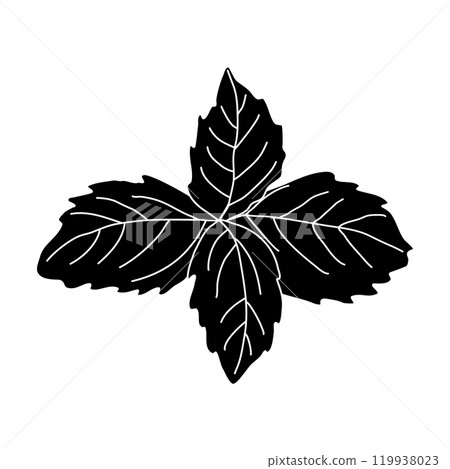 Black silhouette of basil leaves, glyph icon flat vector illustration 119938023