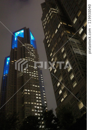 閃耀藍色的東京都廳大樓 閃耀藍色的東京都廳大樓 119938040