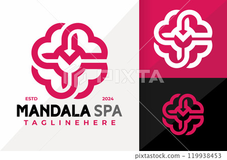 Letter M Mandala Spa Logo Icon Vector Design. Creative simple logos designs illustration 119938453
