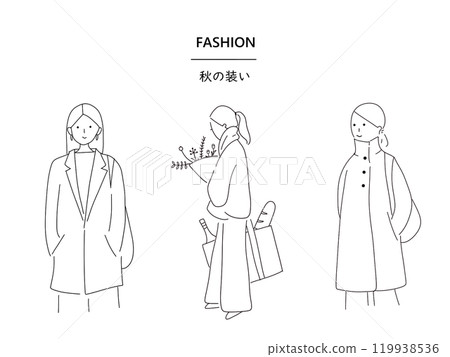 Simple line drawing of a woman Simple line drawing of a woman 119938536