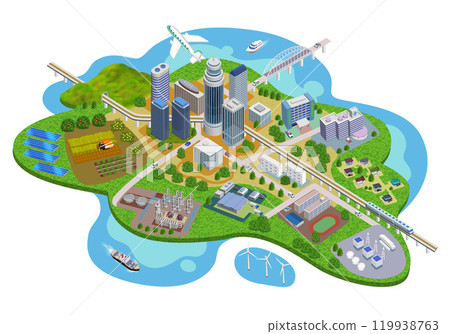 Image illustration of the ever-evolving future urban society (variations available) Image illustration of the ever-evolving future urban society (variations available) 119938763
