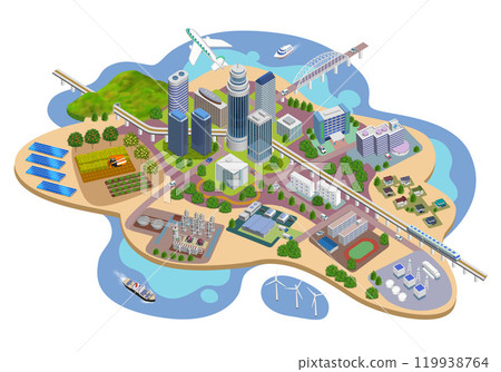Image illustration of the ever-evolving future urban society (variations available) 119938764