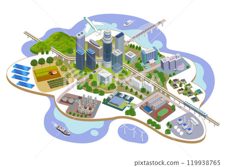 Image illustration of the ever-evolving future urban society (variations available) Image illustration of the ever-evolving future urban society (variations available) 119938765