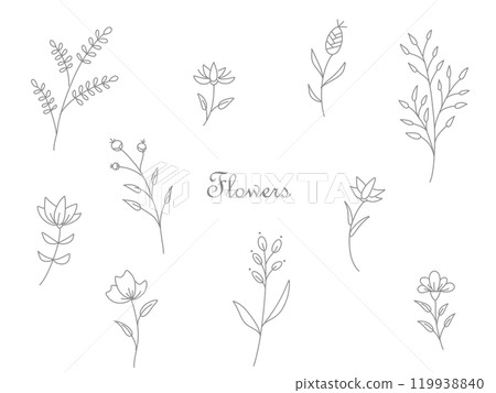 簡單的花線畫插圖 119938840