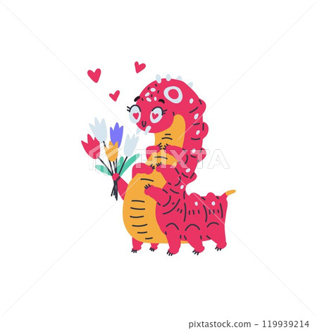Cartoon bright pink caterpillar with tulips bouquet vector icon, cute bug worm insect, hearts doodle drawn, love emotion Cartoon bright pink caterpillar with tulips bouquet vector icon, cute bug worm insect, hearts doodle drawn, love emotion 119939214