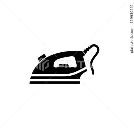 Classic, black, electric iron vector icon for household appliance 119939361
